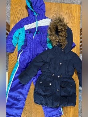 3 Piece Bundle of Snow Jacket and Snow Pants and GAP Kids Navy Jacket - size 4T